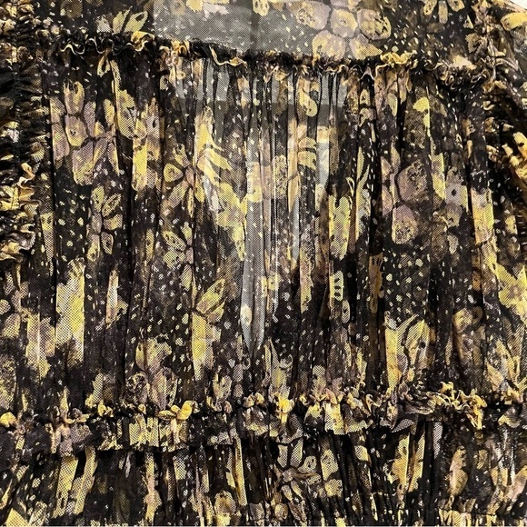 Free People Making Me Smile Print Top Night Combo (Black) Size Large - Picture 7 of 8